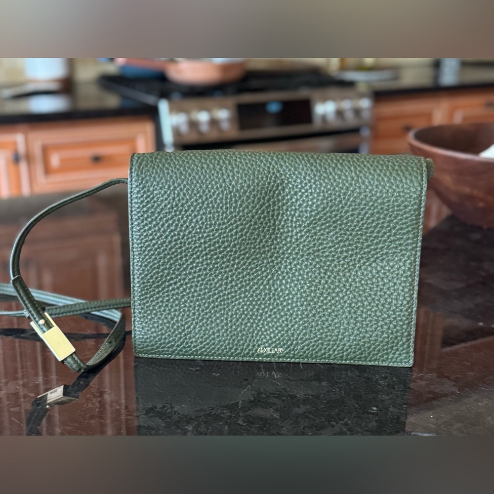 Aritzia Auxiliary Green Leather Crossbody Bag